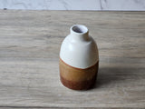 Handmade Ceramic Pottery Bottle - Cream, Red, and Brown Bud Vase.