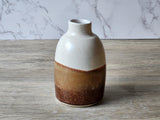Handmade Ceramic Pottery Bottle - Cream, Red, and Brown Bud Vase.