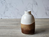 Handmade Ceramic Pottery Bottle - Cream, Red, and Brown Bud Vase.