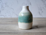 Handmade Pottery Bottle - Cream and Green Bud Vase