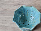Handmade pottery berry bowl - with saucer - ceramic colander - Australian made bowl with drainage saucer - large ceramic berry drainer