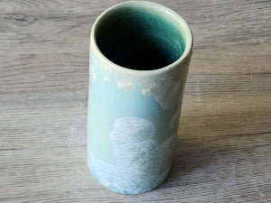Handmade crystalline porcelain tumbler – 350ml soft green vase
