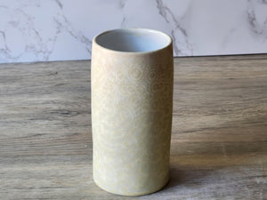 Porcelain bud vase with matte white crystalline finish
