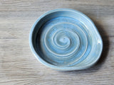 Ceramic Spoon rest - handmade pottery - pottery spoon rest in glossy soft blue glaze - kitchen gift