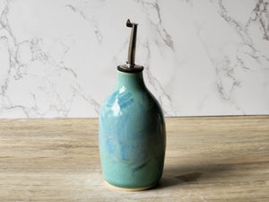 Handmade Ceramic Oil Bottle - 350ml Olive Oil Pourer & Vinegar Dispenser, Pottery Oil Bottle Made in Australia