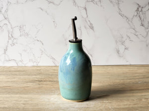 Handmade Ceramic Oil Bottle - 350ml Olive Oil Pourer & Vinegar Dispenser, Pottery Oil Bottle Made in Australia
