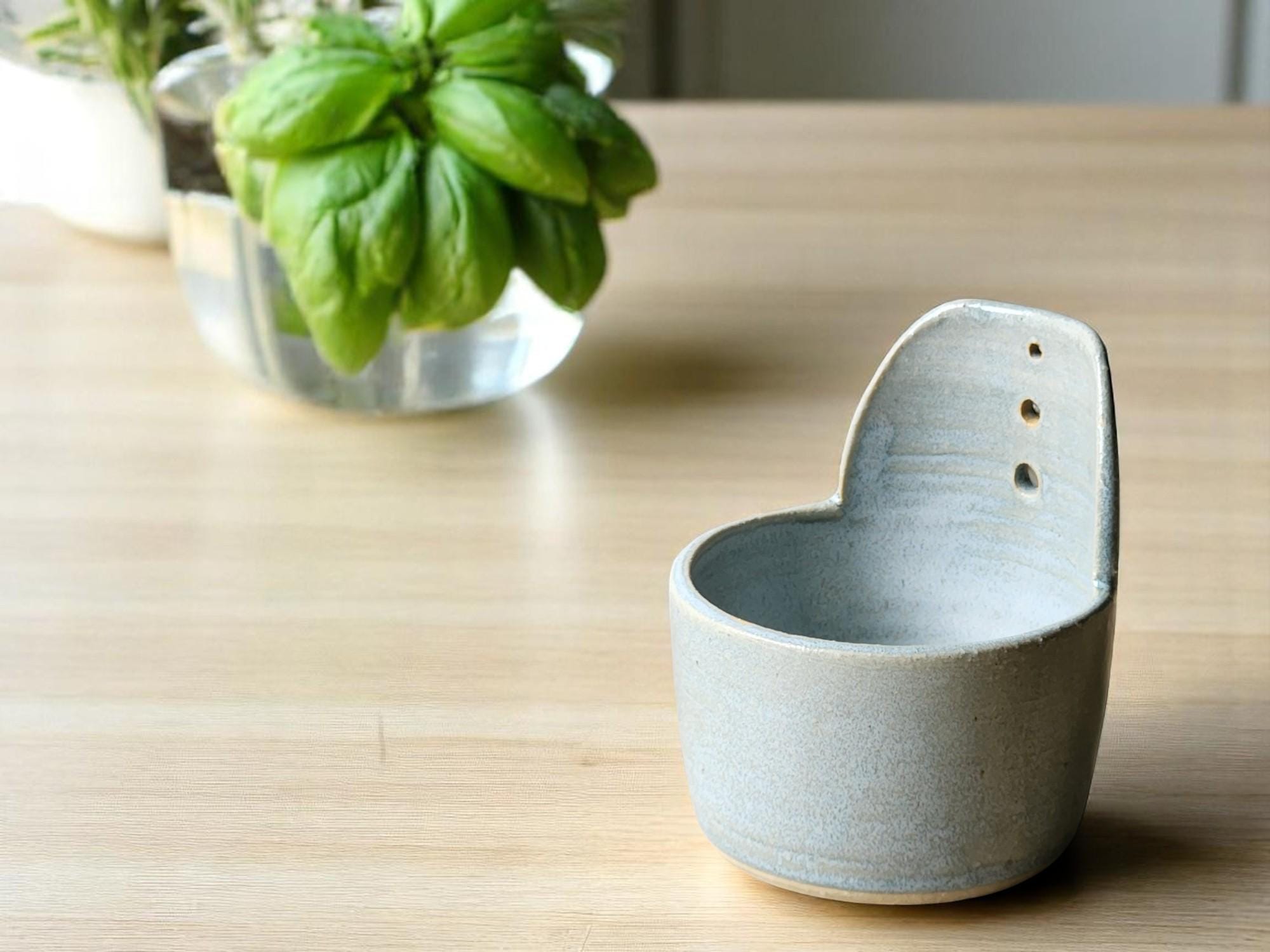 Handmade light blue-grey ceramic herb stripper bowl – Melbourne pottery