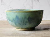Handmade Pottery Bowl Glossy Green Blue Ceramic Noodle Bowl Dessert Bowl Breakfast Bowl Unique Gift