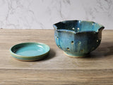 Handmade Pottery Berry Bowl with Saucer – Ceramic Colander, Drainage Plate, Australian Made Fruit Strainer