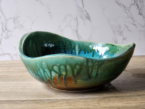 Artisan ceramic coffee table display bowl – orange brown finish