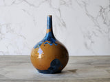 Handmade Pottery Bud Vase Blue on Orange Crystalline Glaze Decorative Ceramic Flower Vase Unique Gift