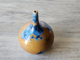 Handmade Pottery Bud Vase Blue on Orange Crystalline Glaze Decorative Ceramic Flower Vase Unique Gift