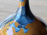Handmade Pottery Bud Vase Blue on Orange Crystalline Glaze Decorative Ceramic Flower Vase Unique Gift