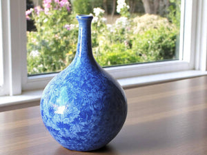 Handmade Ceramic Vase with Blue Crystalline Glaze - Handcrafted Pottery for Flower Display - Unique Australian Pottery Gift