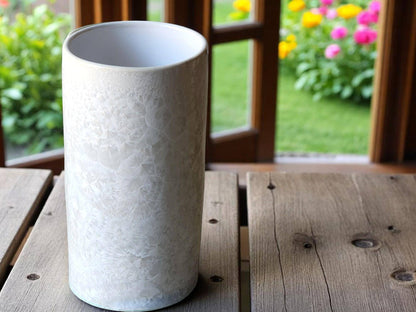 Handmade white crystalline bud vase – Australian porcelain pottery