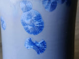 Close up of Decorative blue porcelain vase – unique crystal glaze design