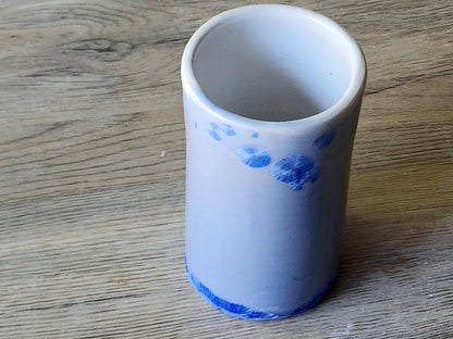 Handmade Artistic crystalline porcelain tumbler – glossy blue flower vase
