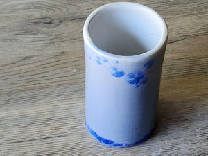 Handmade Artistic crystalline porcelain tumbler – glossy blue flower vase
