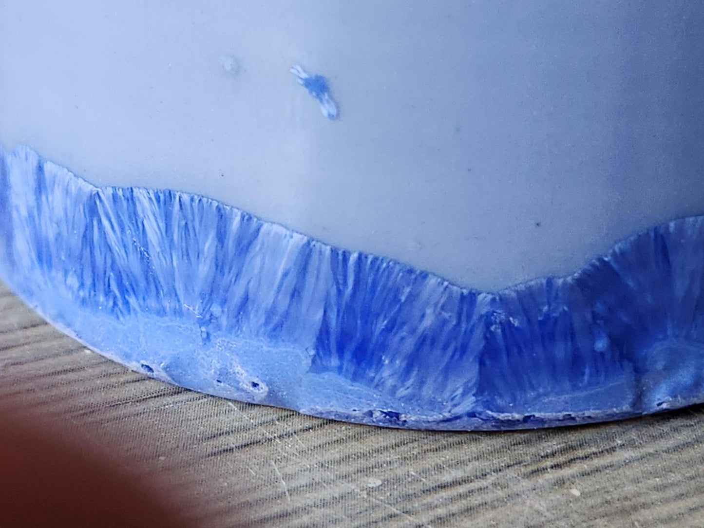 Blue crystals on a crystalline bud vase handmade in Australia – pottery gift