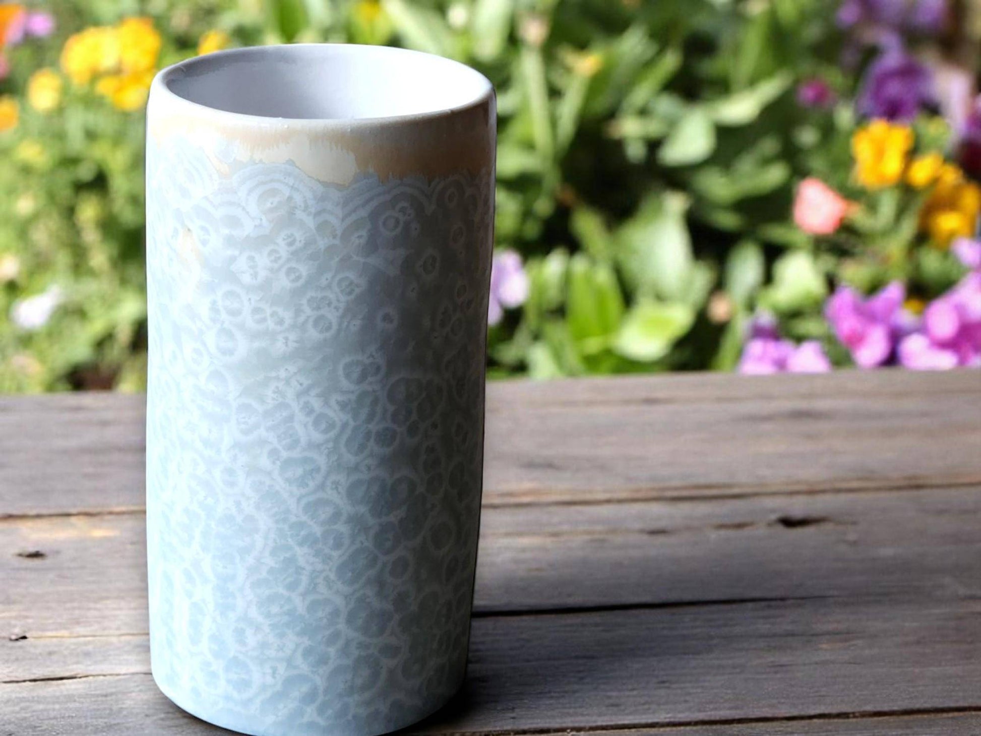 Handmade Crystalline bud vase - Pottery vase - Ceramic tumbler - Unusual small gift - Australian handmade decorative