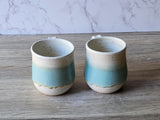 Handmade Pottery Coffee Mug 400ml – Large Green & Cream Stoneware Cup – Perfect Gift for Coffee Lovers, Man Size Mug for Him or Her