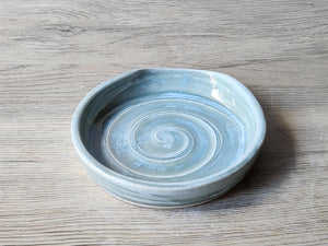 Ceramic Spoon rest - handmade pottery - pottery spoon rest in glossy soft blue glaze - kitchen gift