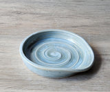 Ceramic Spoon rest - handmade pottery - pottery spoon rest in glossy soft blue glaze - kitchen gift