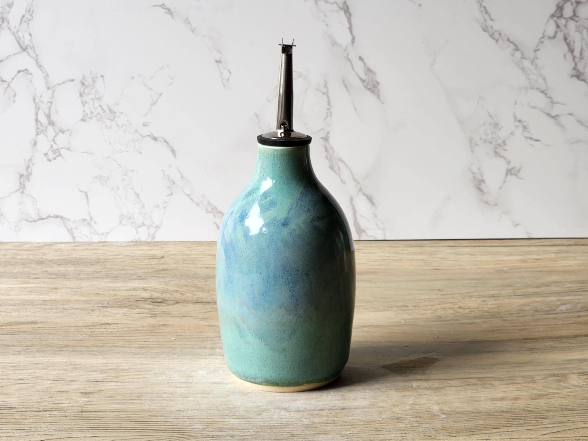 Artisan stoneware olive oil and vinegar pourer – handmade in Australia