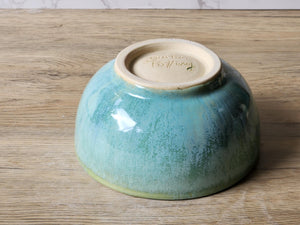 Handmade Pottery Bowl Glossy Green Blue Ceramic Noodle Bowl Dessert Bowl Breakfast Bowl Unique Gift