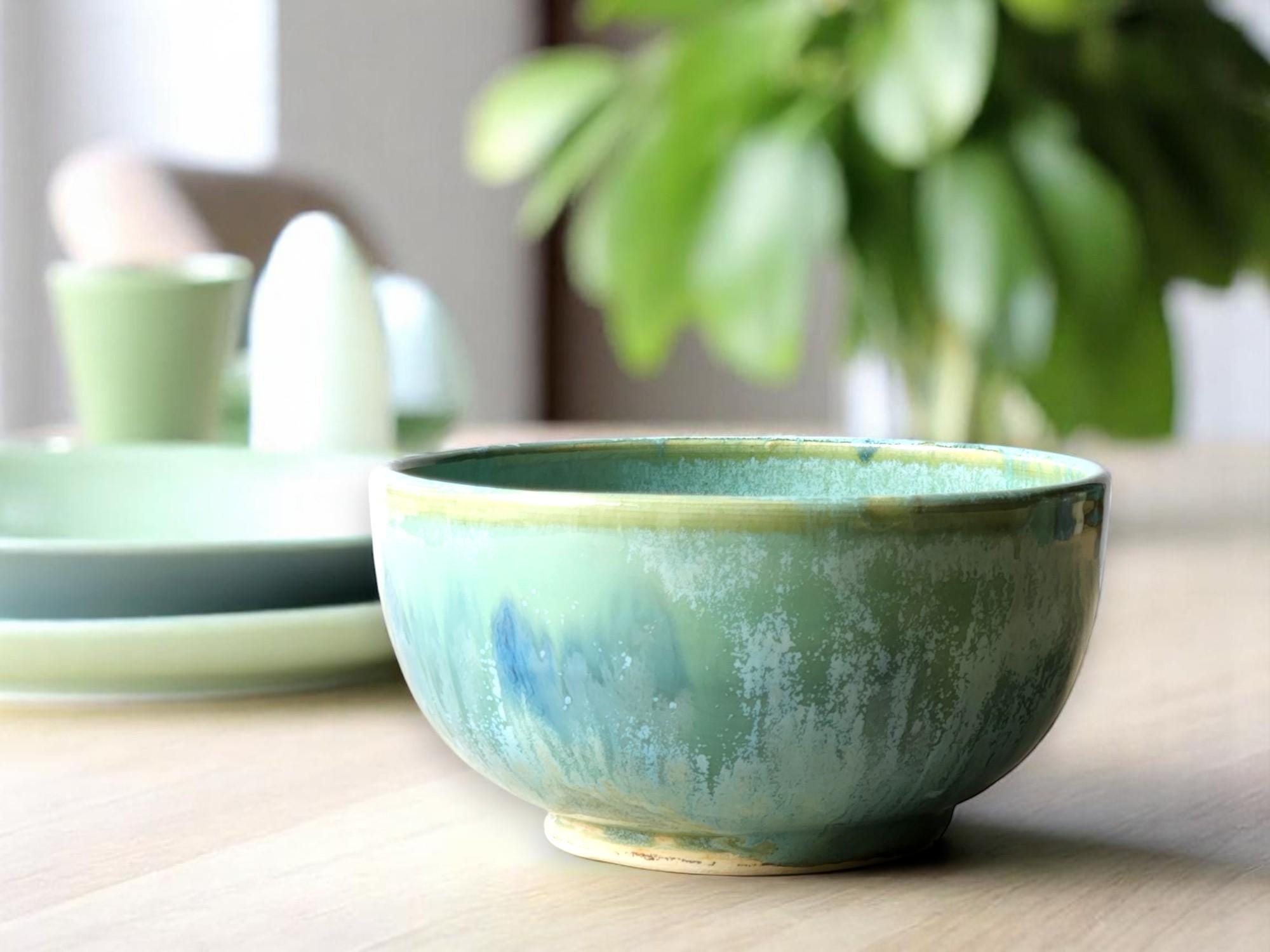 Handmade stoneware bowl for noodles, soup, or cereal