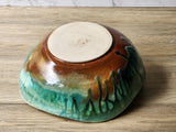 Large Handmade Serving Bowl Mottled Green Blue Orange Brown Fruit Bowl Coffee Table Display Unique Gift
