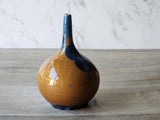 Handmade Pottery Bud Vase Blue on Orange Crystalline Glaze Decorative Ceramic Flower Vase Unique Gift