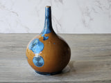 Handmade Pottery Bud Vase Blue on Orange Crystalline Glaze Decorative Ceramic Flower Vase Unique Gift