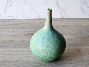 Handmade Ceramic Vase - Green Matte Crystalline Porcelain Bud Vase, Handcrafted Pottery, Unique Gift for Home Decor