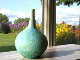 Handmade Ceramic Vase - Green Matte Crystalline Porcelain Bud Vase, Handcrafted Pottery, Unique Gift for Home Decor