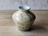 Unique ceramic vase – soft cream glaze with mint green crystals