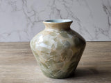 Unique ceramic vase – soft cream glaze with mint green crystals