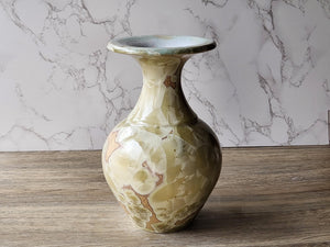 Decorative ceramic vase – cream glaze with crystals