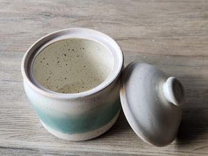  Beautiful and functional handmade pottery lidded sugar bowl.