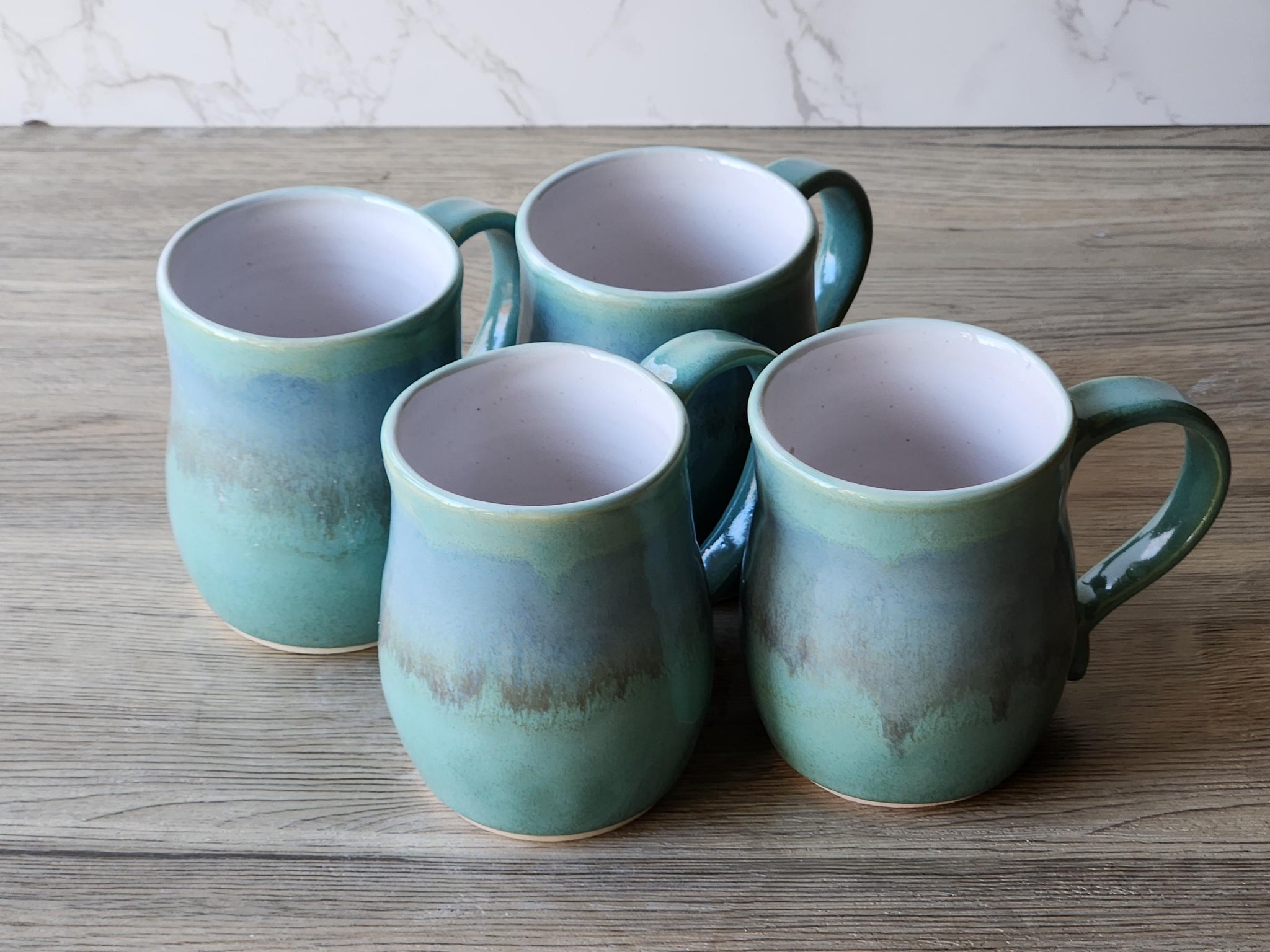 Coastal-style ceramic mug with mottled glaze – handcrafted in Melbourne