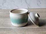 Lidd off the handmade pottery sugar bowl made in Mebourne