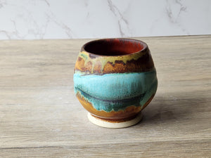 Unique handmade yunomi with horizon-style glaze