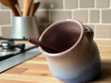 Handmade ceramic salt pig with timber spoon