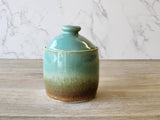 Handmade Ceramic Jar: Brown & Spearmint Green mottled 2 cup capacity Pottery, Food-Safe Stoneware