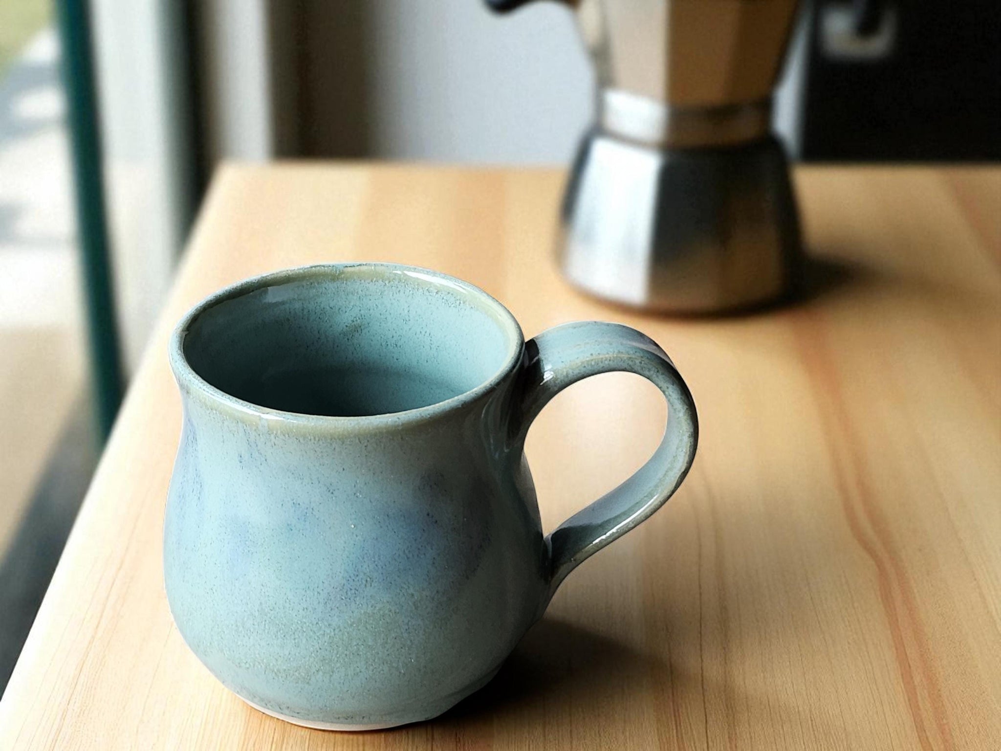 Handmade green ceramic coffee mug – Melbourne pottery