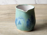 Handmade Ceramic Milk Jug – Soft Green & Blue Stoneware Creamer (200ml)