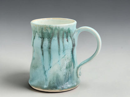 Handmade 350ml ceramic coffee mug from the Bush Creek Mist Collection in pale turquoise glaze