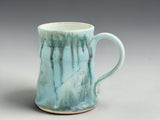Handmade 350ml ceramic coffee mug from the Bush Creek Mist Collection in pale turquoise glaze