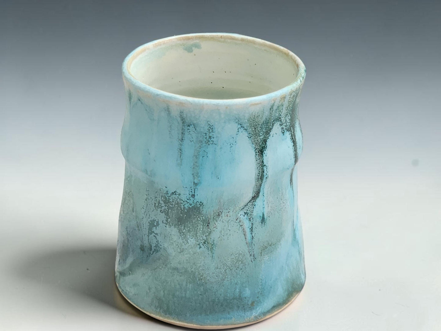 Australian handmade pottery coffee mug inspired by mist over bush creeks