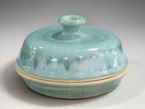 Handmade ceramic lidded serving bowl sage green pottery dish Melbourne Australia